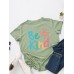 Women Be Kind Slogan Print O  Neck Short Sleeve Casual Multicolor T  Shirt